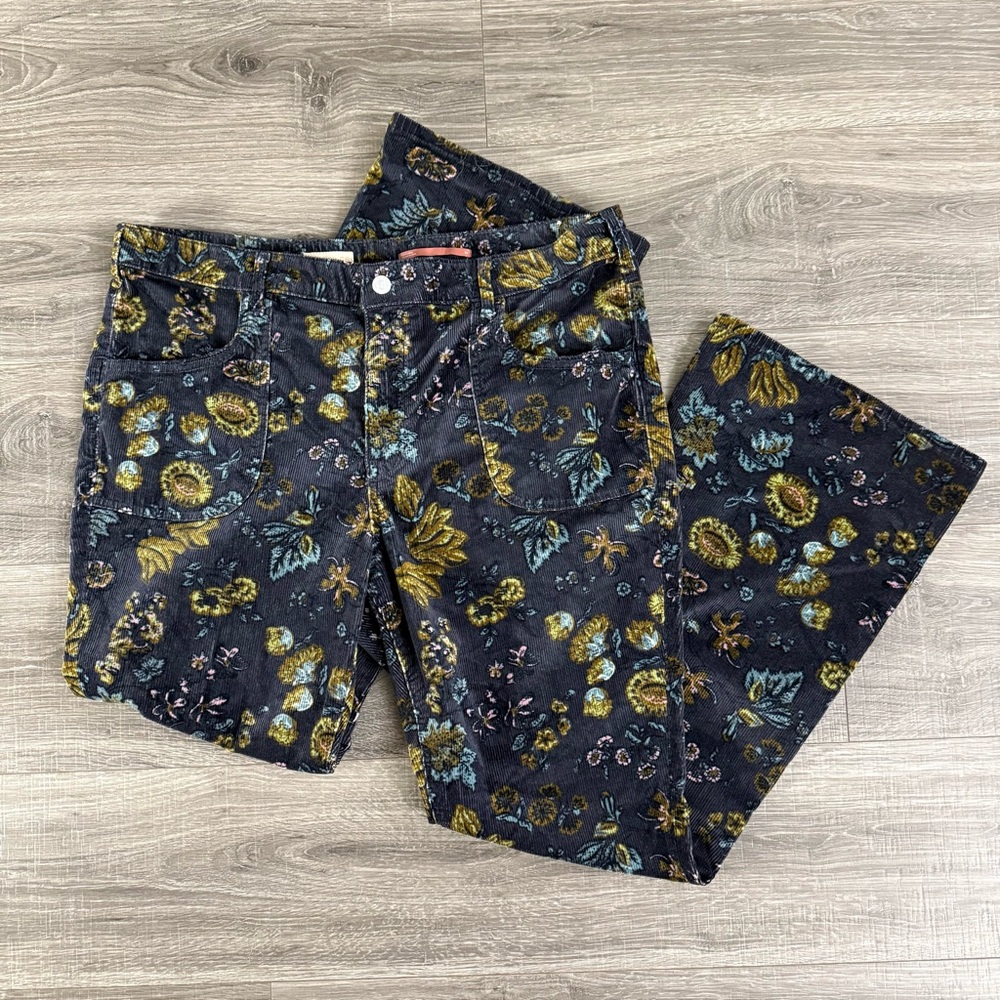 Pilcro Floral Velvet Pants - Multicolor - Picture 3 of 10